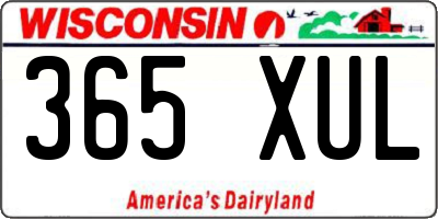 WI license plate 365XUL