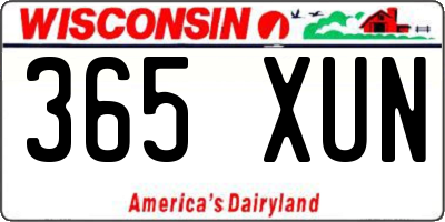 WI license plate 365XUN