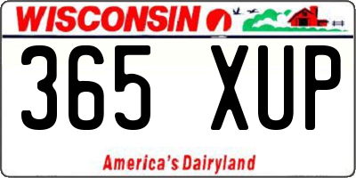 WI license plate 365XUP