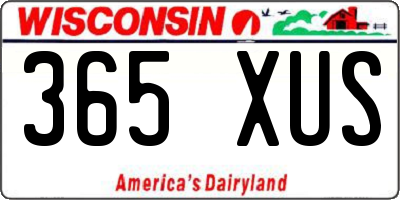 WI license plate 365XUS