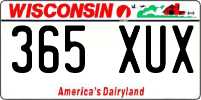 WI license plate 365XUX