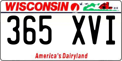 WI license plate 365XVI