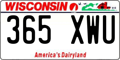 WI license plate 365XWU
