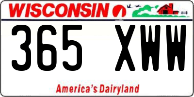 WI license plate 365XWW