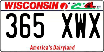 WI license plate 365XWX