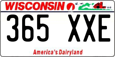 WI license plate 365XXE