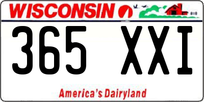 WI license plate 365XXI