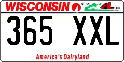 WI license plate 365XXL