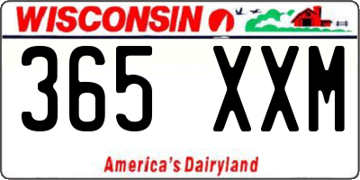 WI license plate 365XXM