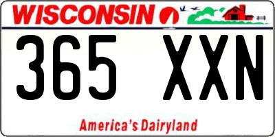 WI license plate 365XXN
