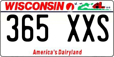 WI license plate 365XXS