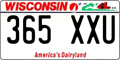 WI license plate 365XXU