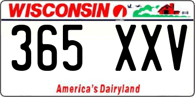 WI license plate 365XXV