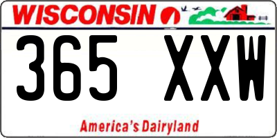 WI license plate 365XXW