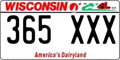 WI license plate 365XXX
