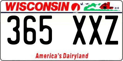 WI license plate 365XXZ
