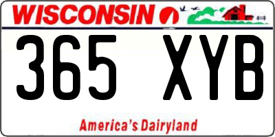 WI license plate 365XYB