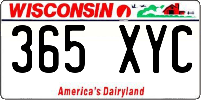 WI license plate 365XYC
