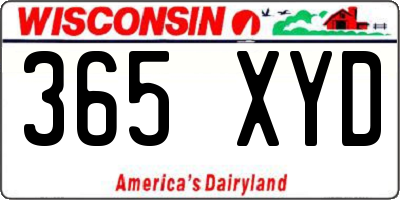 WI license plate 365XYD