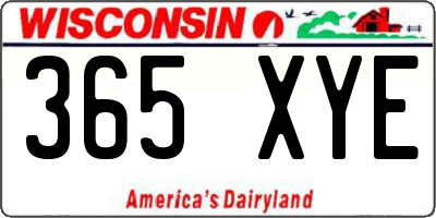 WI license plate 365XYE