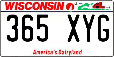 WI license plate 365XYG