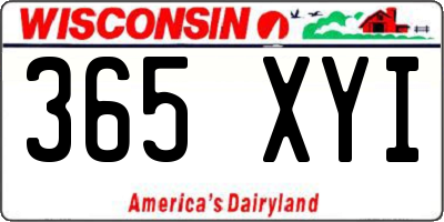 WI license plate 365XYI