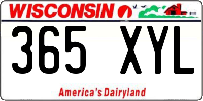 WI license plate 365XYL