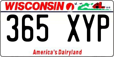 WI license plate 365XYP