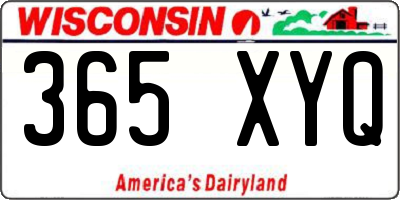 WI license plate 365XYQ