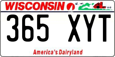 WI license plate 365XYT