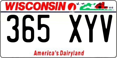 WI license plate 365XYV