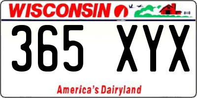 WI license plate 365XYX