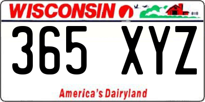 WI license plate 365XYZ