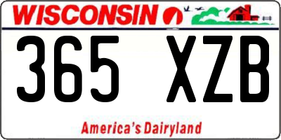 WI license plate 365XZB