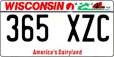 WI license plate 365XZC