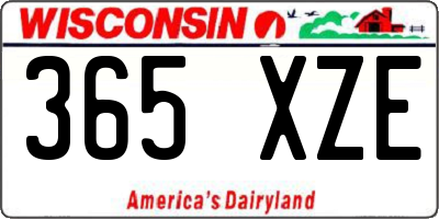 WI license plate 365XZE