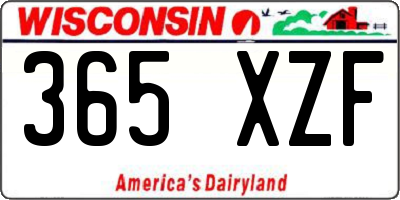 WI license plate 365XZF