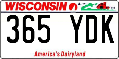 WI license plate 365YDK