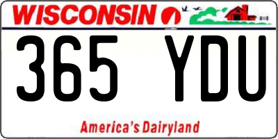 WI license plate 365YDU