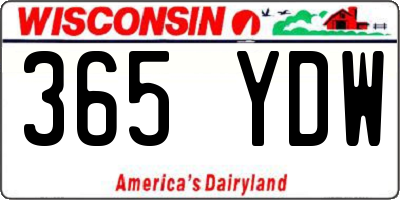 WI license plate 365YDW