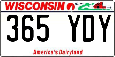 WI license plate 365YDY