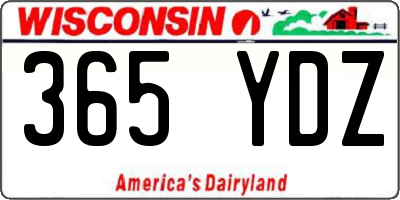 WI license plate 365YDZ