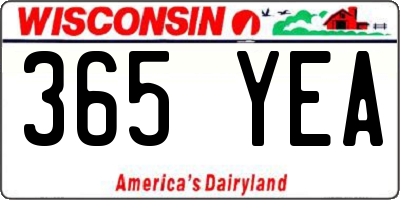 WI license plate 365YEA