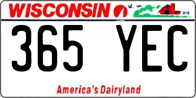 WI license plate 365YEC