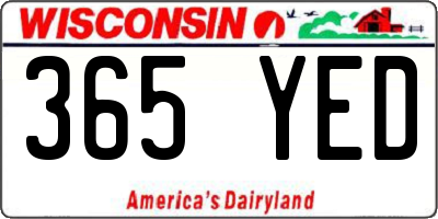 WI license plate 365YED