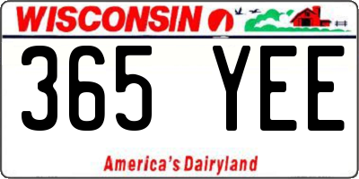 WI license plate 365YEE