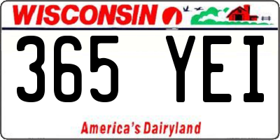 WI license plate 365YEI