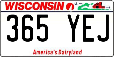 WI license plate 365YEJ