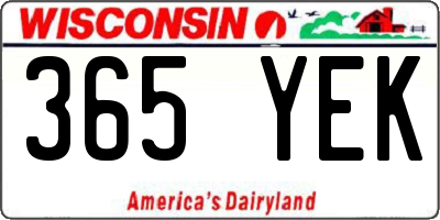 WI license plate 365YEK