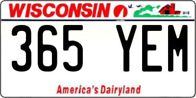 WI license plate 365YEM